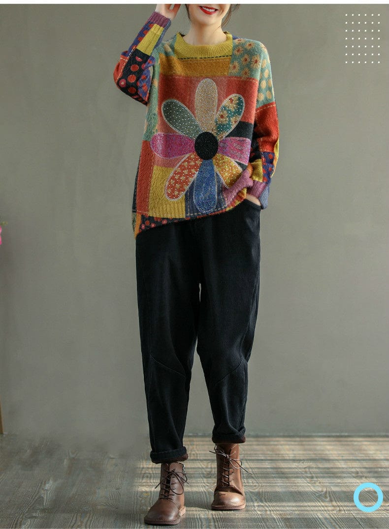 AS | Diamentowy sweter w kwiaty w stylu vintage 2024