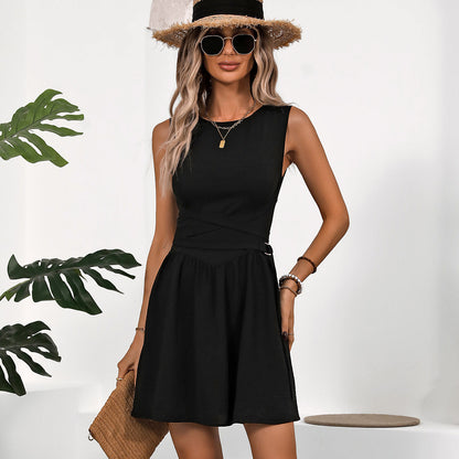 LB | Moda Jednokolorowa sukienka mini bez rękawów