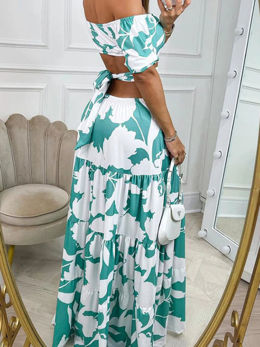 LB | Pełnowymiarowy dekolt z nadrukiem na ramiączkach Sukienka Maxi Plus Size