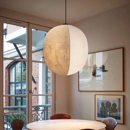 Japońska lampa wisząca w stylu wabi-sabi z tkaniny