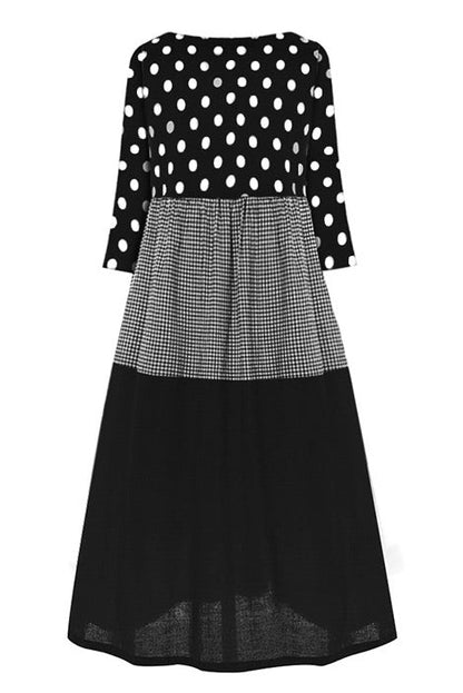 LB | Polka Dot Panel Gingham Sukienka Maxi bez rękawów