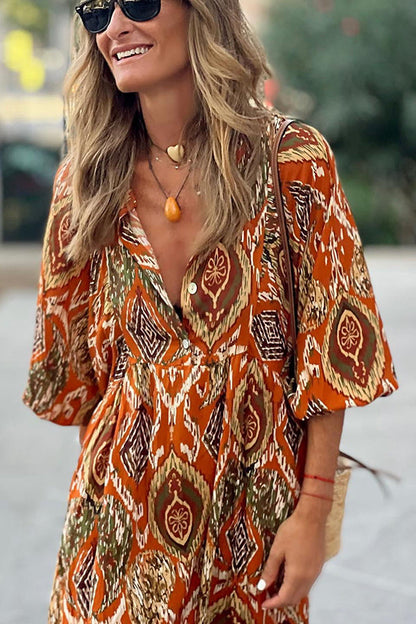 LB | So 70's Multi Print Draping Maxi Dress