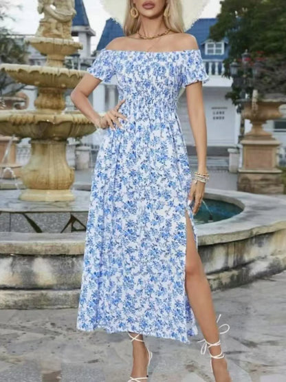 LB | Pełnowymiarowa sukienka midi z rozcięciem na ramieniu w kwiaty Plus Size