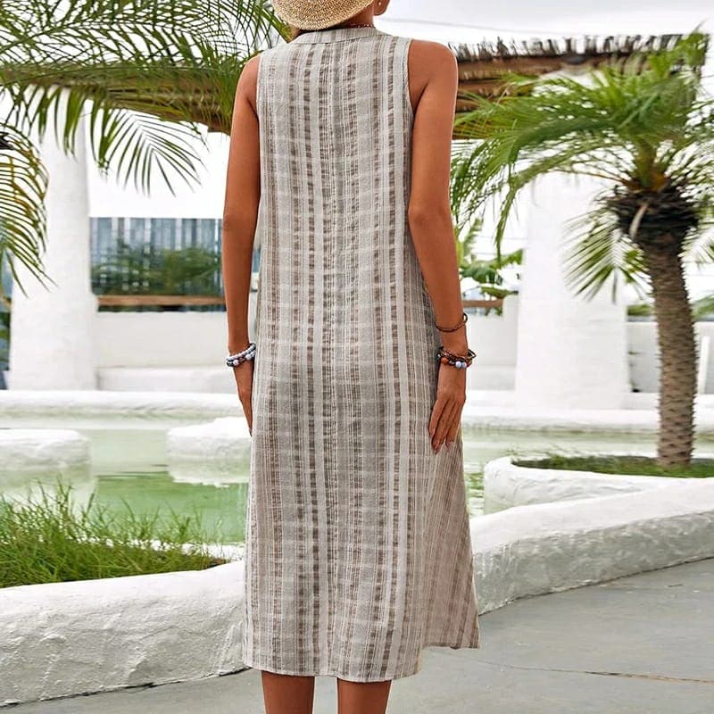 LB | Elegancka sukienka maxi z bocznymi kieszeniami