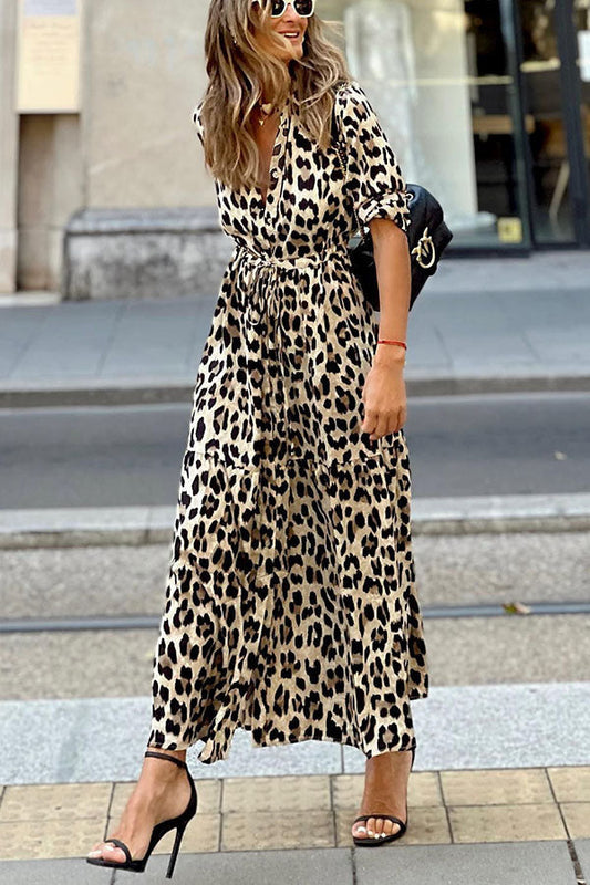 LB | Sipping In Sedona Leopard Shirt Maxi Dress