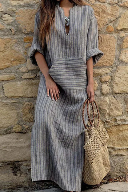 LB | Bawełniana sukienka vintage w paski
