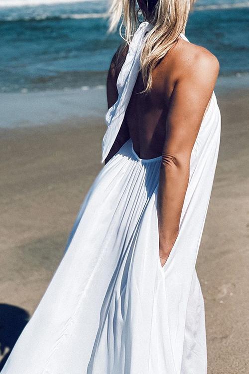 LB | Hlater Neck Backless Maxi Dress