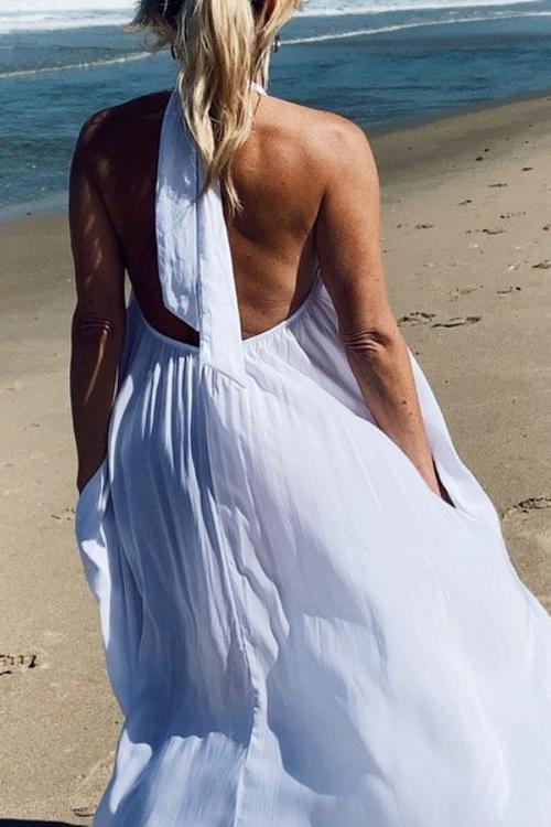 LB | Hlater Neck Backless Maxi Dress