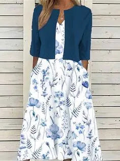 LB | Flowers Dwuczęściowa sukienka midi