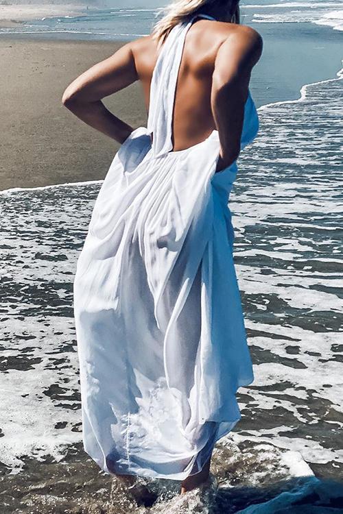 LB | Hlater Neck Backless Maxi Dress