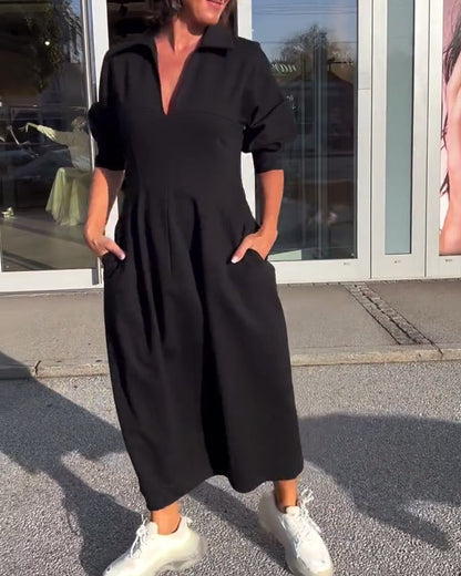 LB | Minimalistyczna sukienka midi o ustrukturyzowanym i nowoczesnym stylu