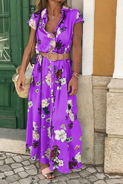 LB | Kwiatowa sukienka maxi z guzikami w stylu vintage