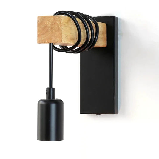 RusticBeam - Lampa ścienna z żelaza i drewna