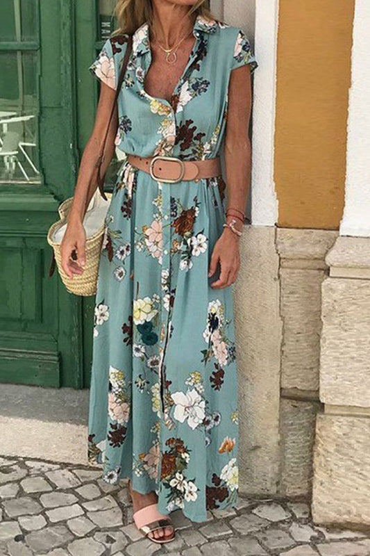 LB | Kwiatowa sukienka maxi z guzikami w stylu vintage