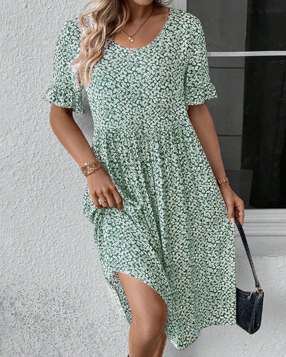 LB | Floral Flutter Midi Dress