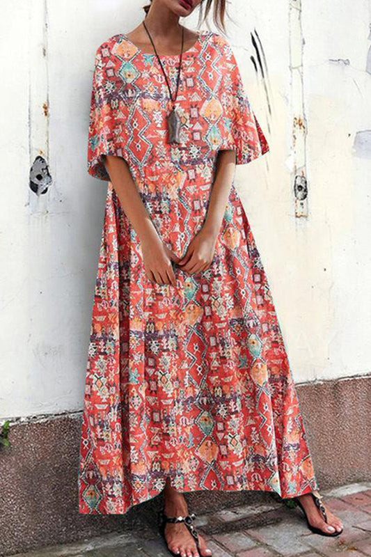 LB | Sukienka maxi z okrągłym dekoltem w stylu boho