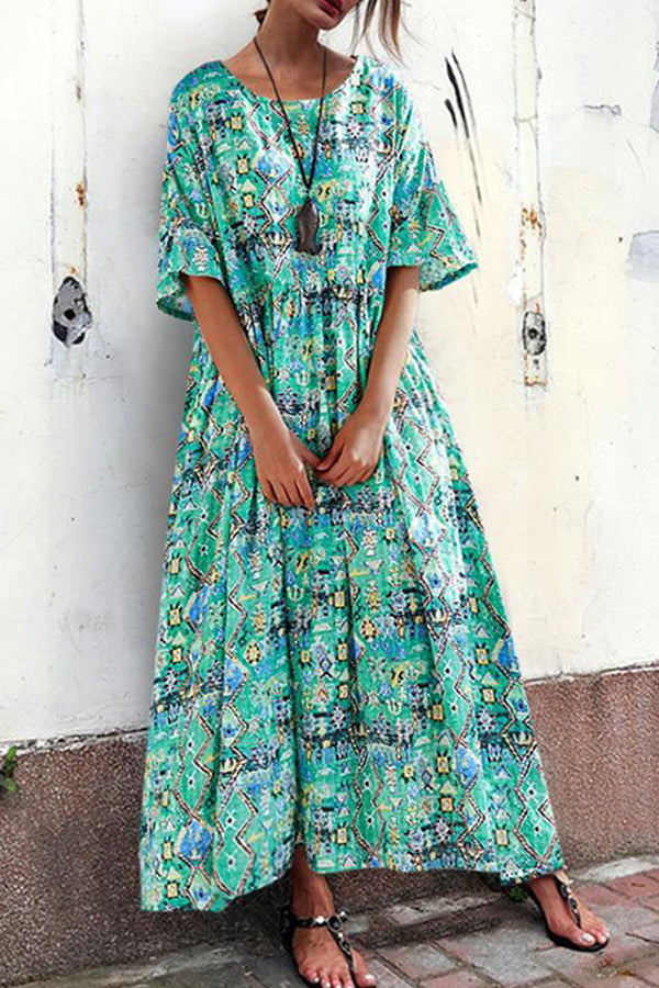 LB | Sukienka maxi z okrągłym dekoltem w stylu boho