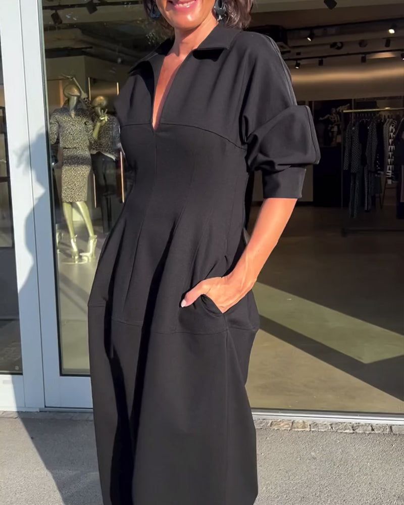 LB | Minimalistyczna sukienka midi o ustrukturyzowanym i nowoczesnym stylu