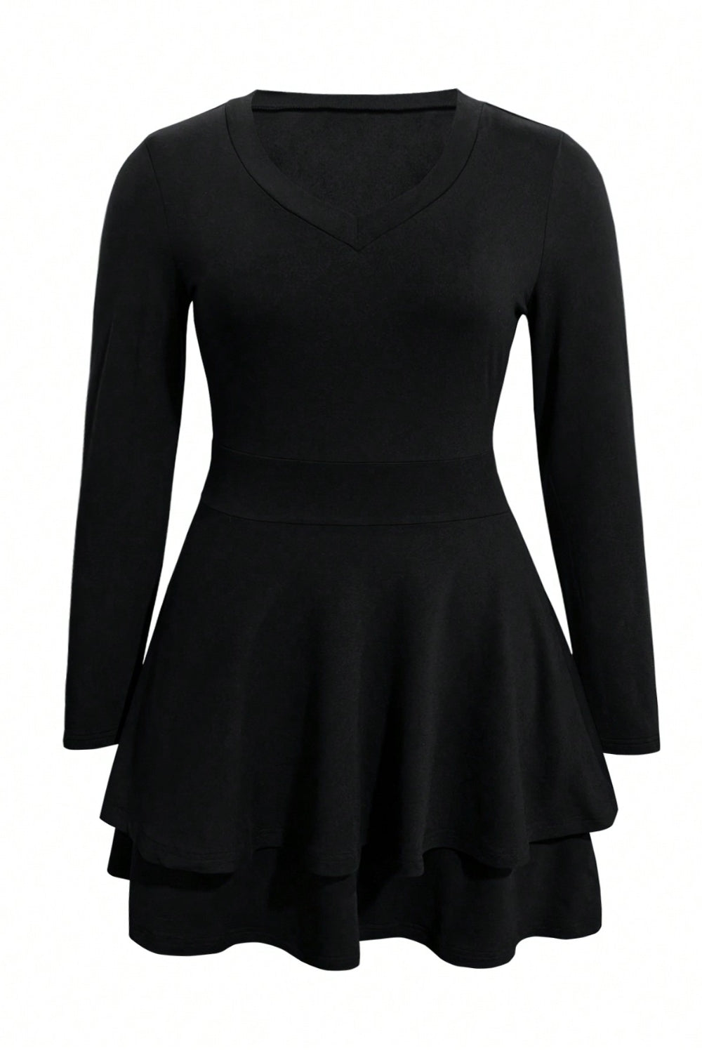 LB | Plus Size Warstwowa sukienka mini z długim rękawem V-neck