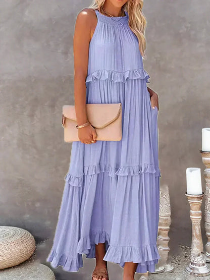LB | Halter Ruffle Maxi Dress