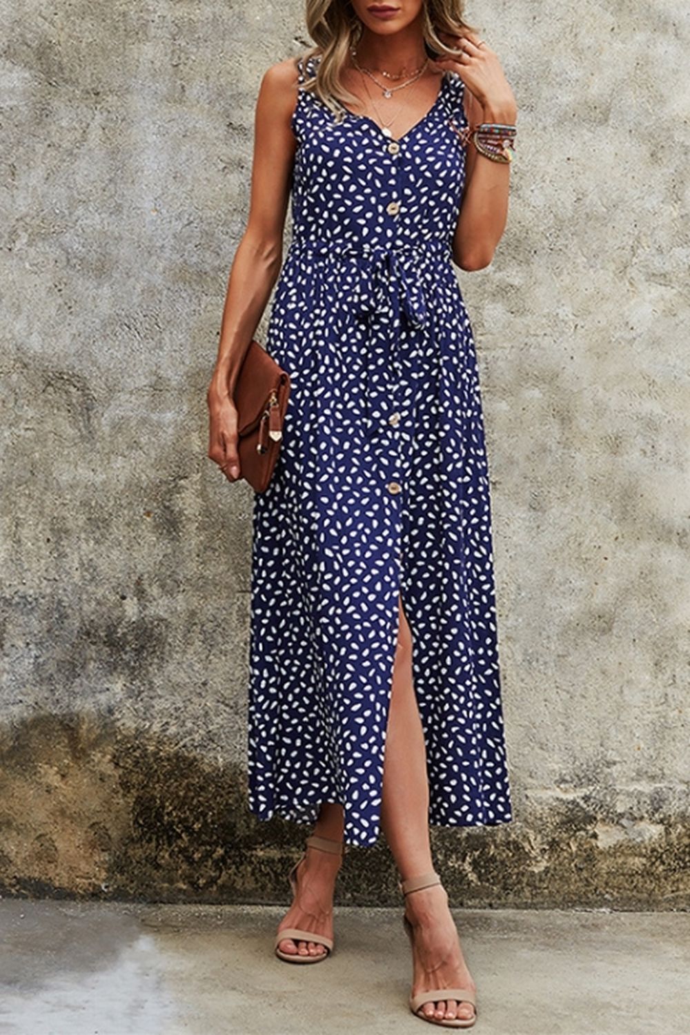 LB | Polka Dot Sling Maxi Dress