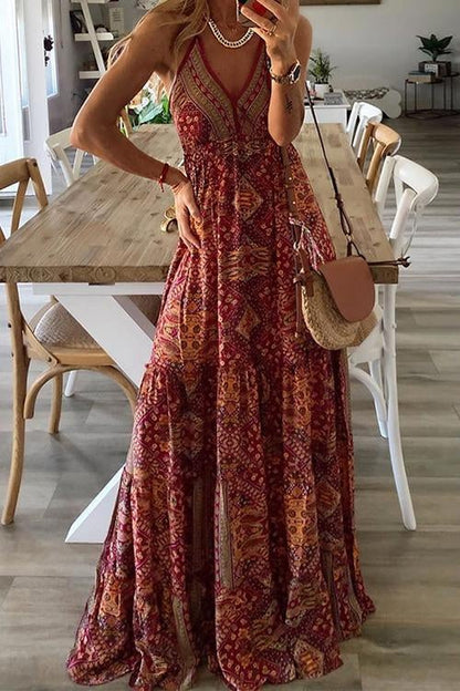LB | Boho Print Slip Maxi Dress
