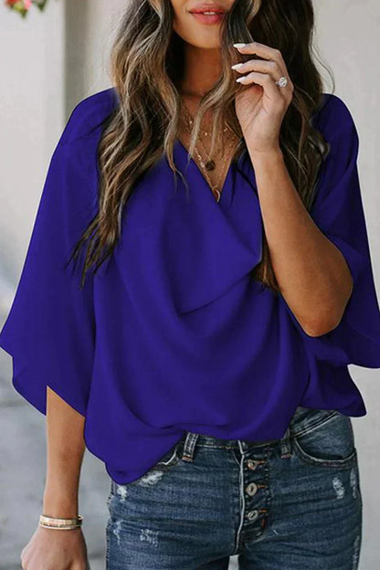 LB Casual solidne patchworkowe topy z dekoltem V