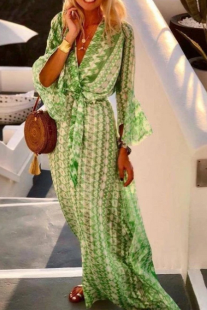 LB | Boho Print V-Neck Maxi Dress