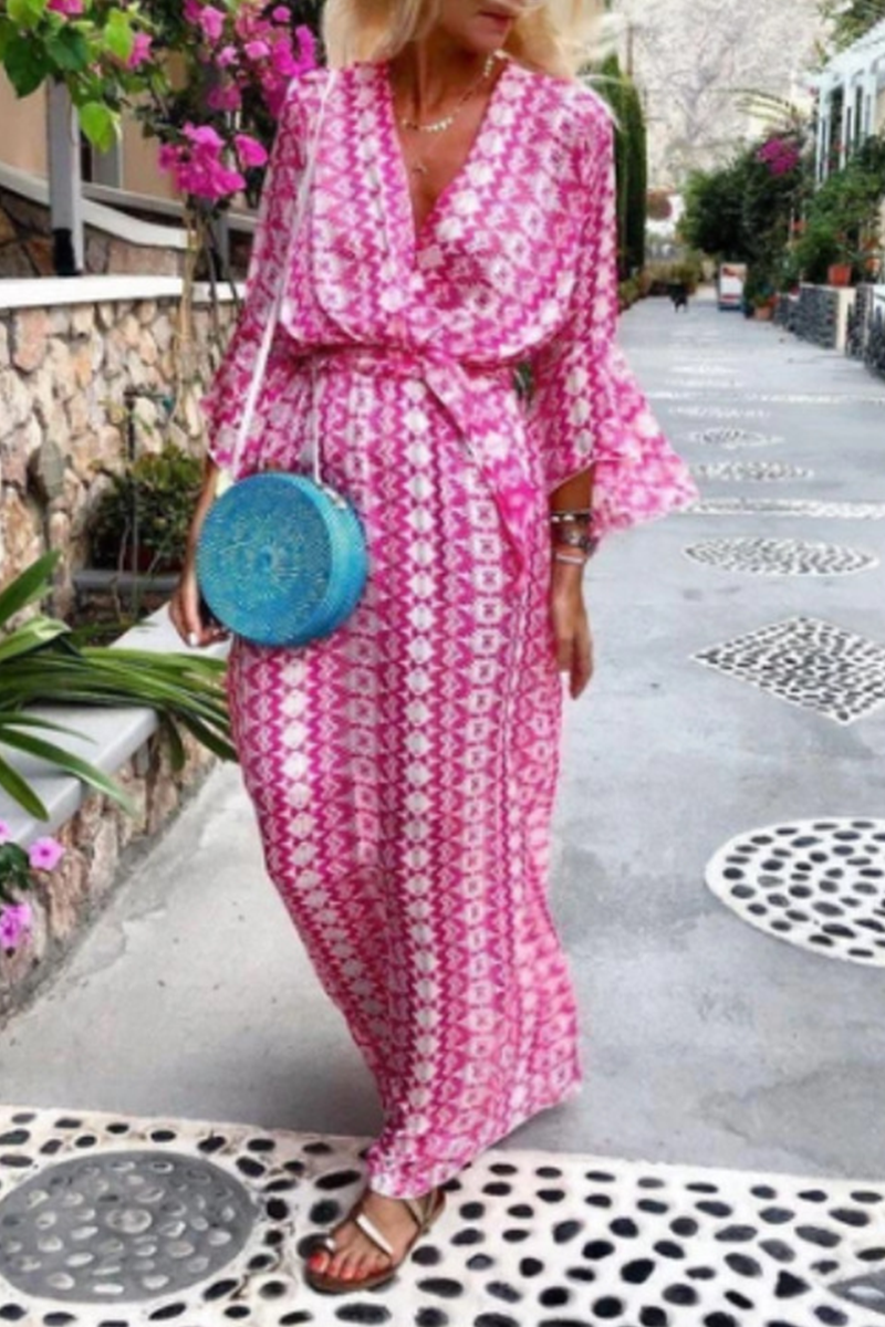 LB | Boho Print V-Neck Maxi Dress