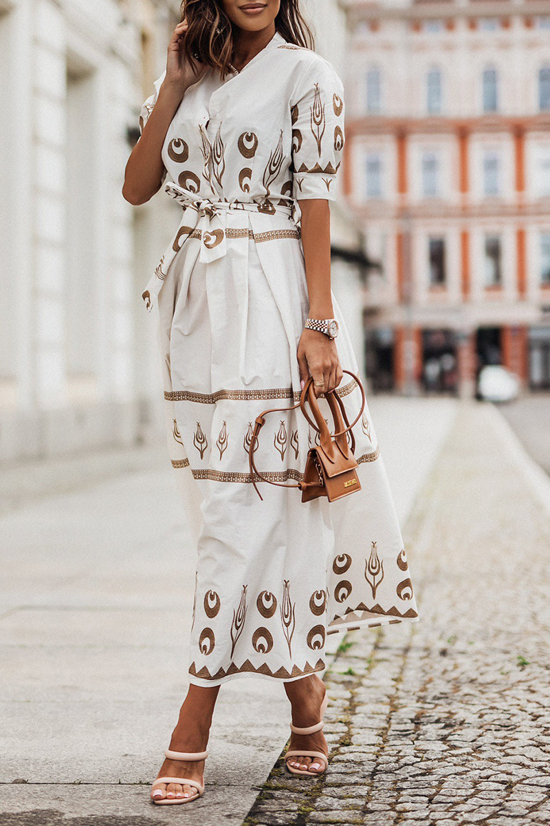 LB | Casual Print Patchwork O Neck Shirt Dress Sukienki (3 kolory)