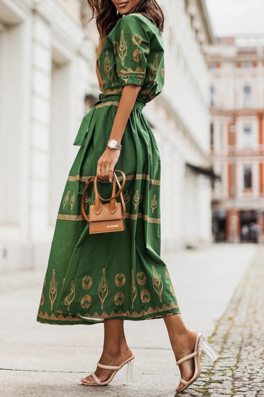 LB | Casual Print Patchwork O Neck Shirt Dress Sukienki (3 kolory)