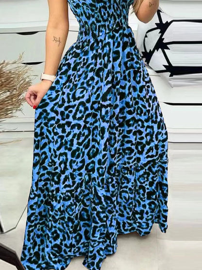 LB | Full Size Leopard Print Spaghetti Strap Maxi Dress Plus Size