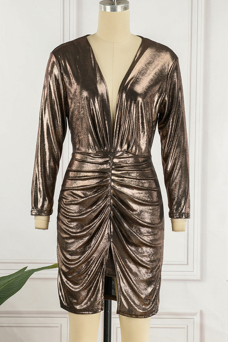LB | Celebrities Eleganckie plisowane sukienki z dekoltem w szpic (4 kolory)