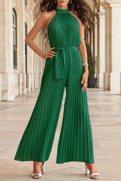 LB | Casual Simplicity Solid Frenulum Pleat Halter Luźne kombinezony (6 kolorów)