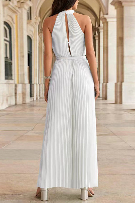 LB | Casual Simplicity Solid Frenulum Pleat Halter Luźne kombinezony (6 kolorów)
