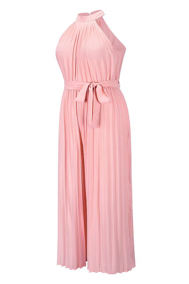 LB | Casual Simplicity Solid Frenulum Pleat Halter Luźne kombinezony (6 kolorów)