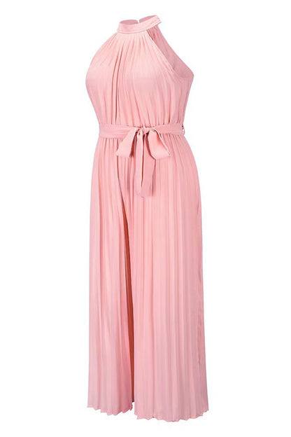 LB | Casual Simplicity Solid Frenulum Pleat Halter Luźne kombinezony (6 kolorów)