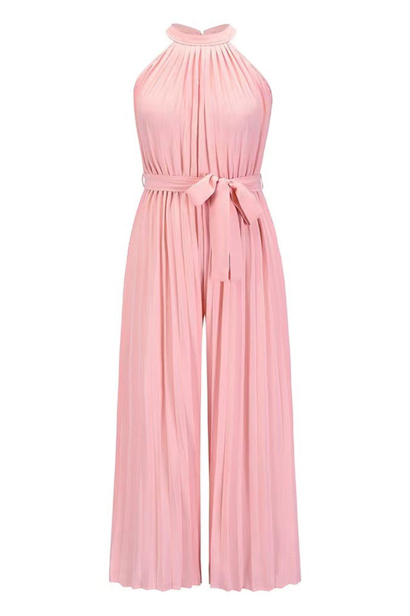 LB | Casual Simplicity Solid Frenulum Pleat Halter Luźne kombinezony (6 kolorów)