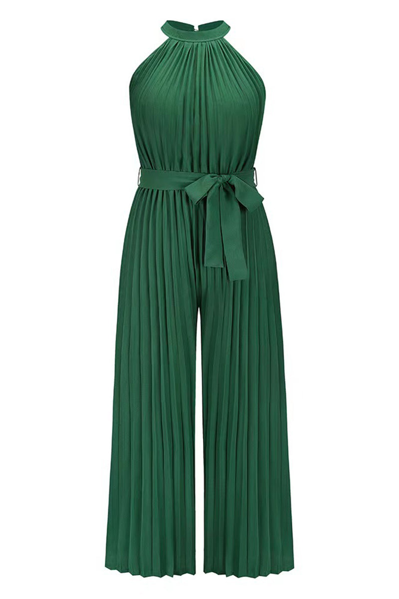 LB | Casual Simplicity Solid Frenulum Pleat Halter Luźne kombinezony (6 kolorów)
