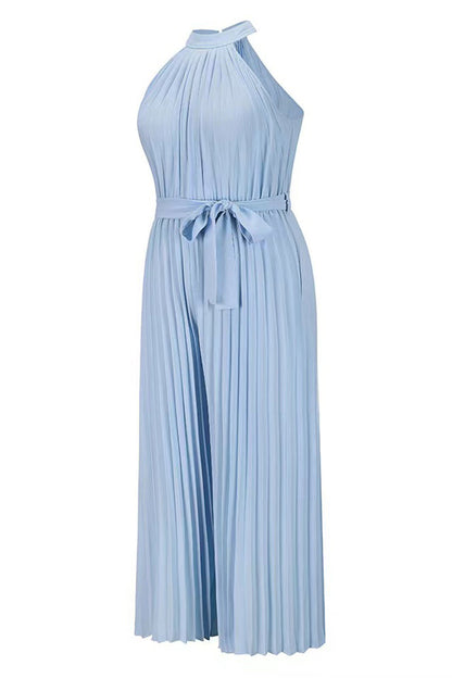 LB | Casual Simplicity Solid Frenulum Pleat Halter Luźne kombinezony (6 kolorów)