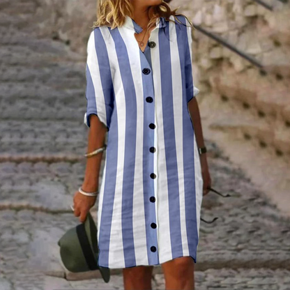 LB | Breezy Colour Block V-Neck Mini Sukienka