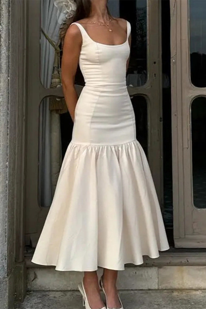 LB | Elegancka sukienka midi z falbanką