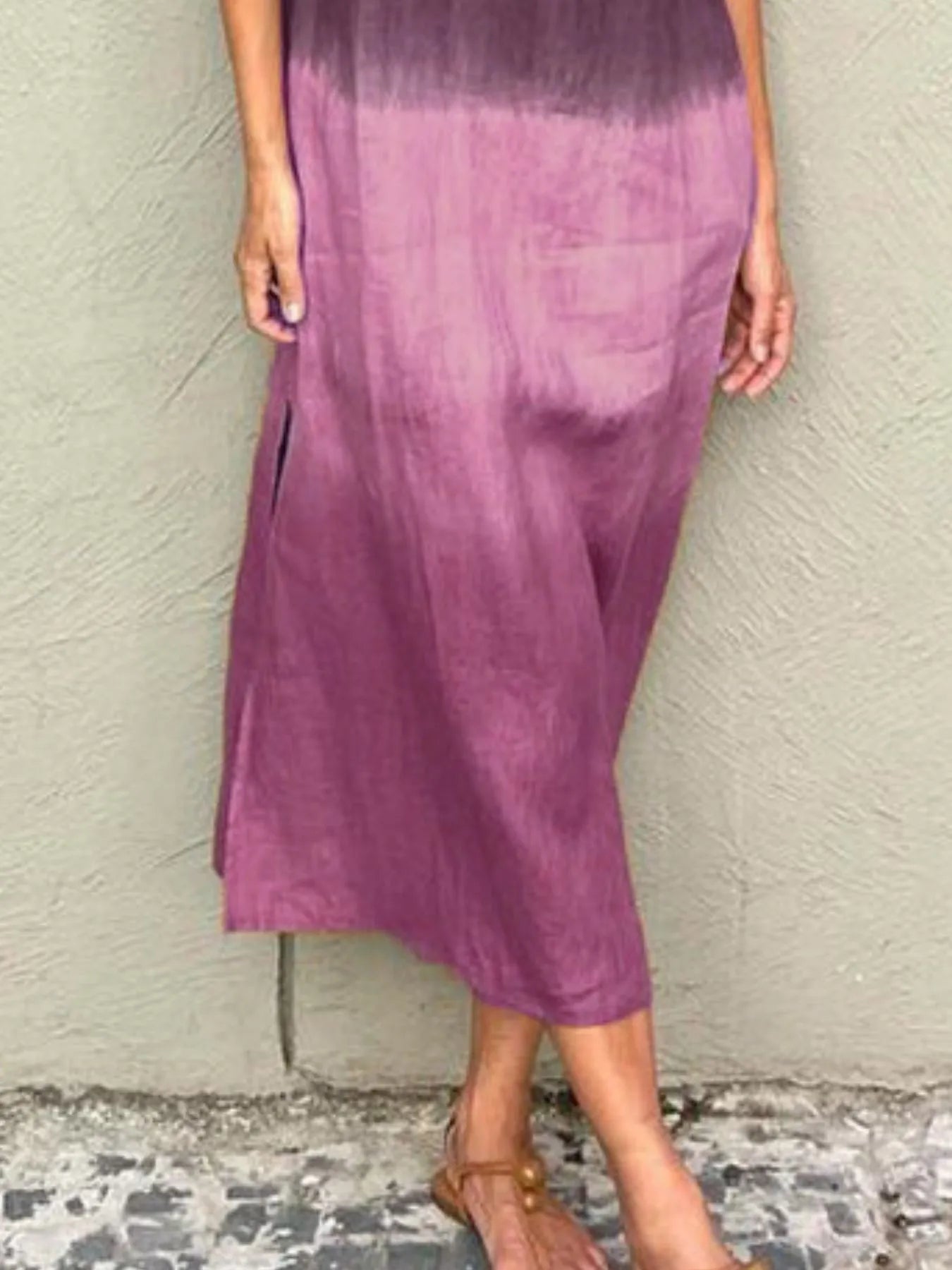 LB | Full Size Gradient Tank Midi Dress bez rękawów Plus Size