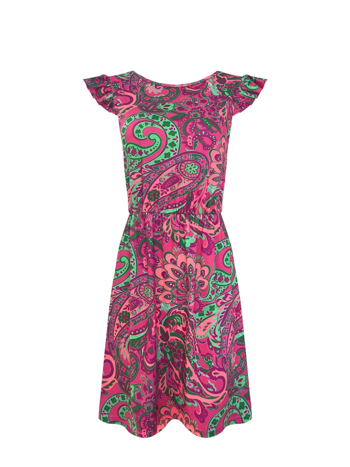 LB | Mini sukienka w paisley z marszczonymi rękawami