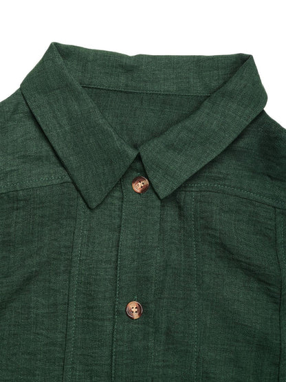 LB | Perfee Tie Waist Button Down Sukienka mini z krótkim rękawem