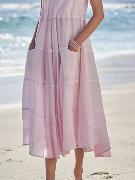 LB | Full Size Tank Sukienka midi z kieszeniami Plus Size