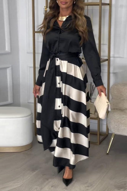 LB | Sukienka maxi w paski o eleganckim wyglądzie