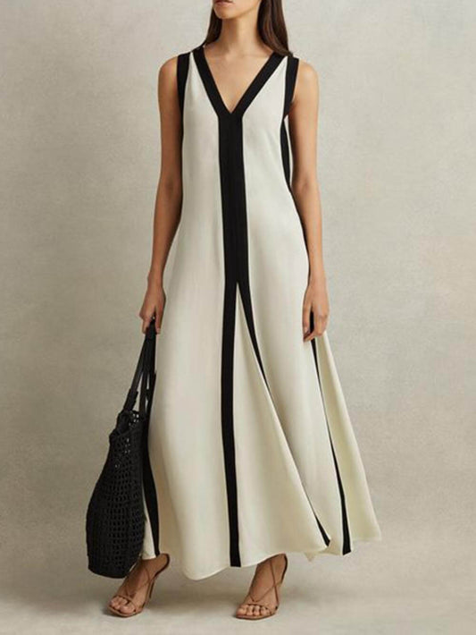 LB | Odwracalna sukienka maxi w kształcie litery A w stylu Colorblock