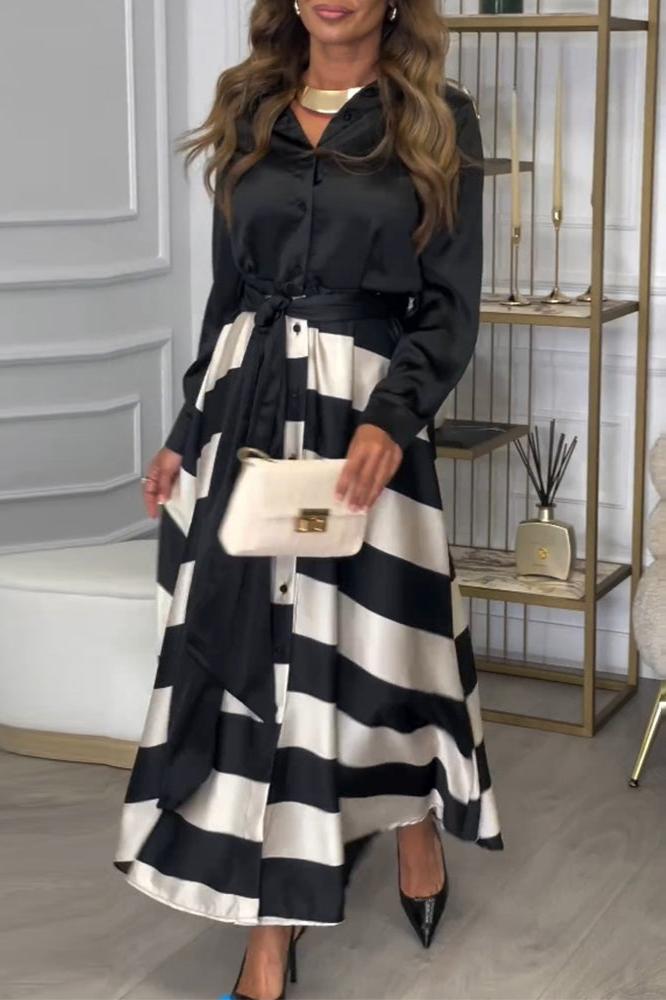 LB | Sukienka maxi w paski o eleganckim wyglądzie