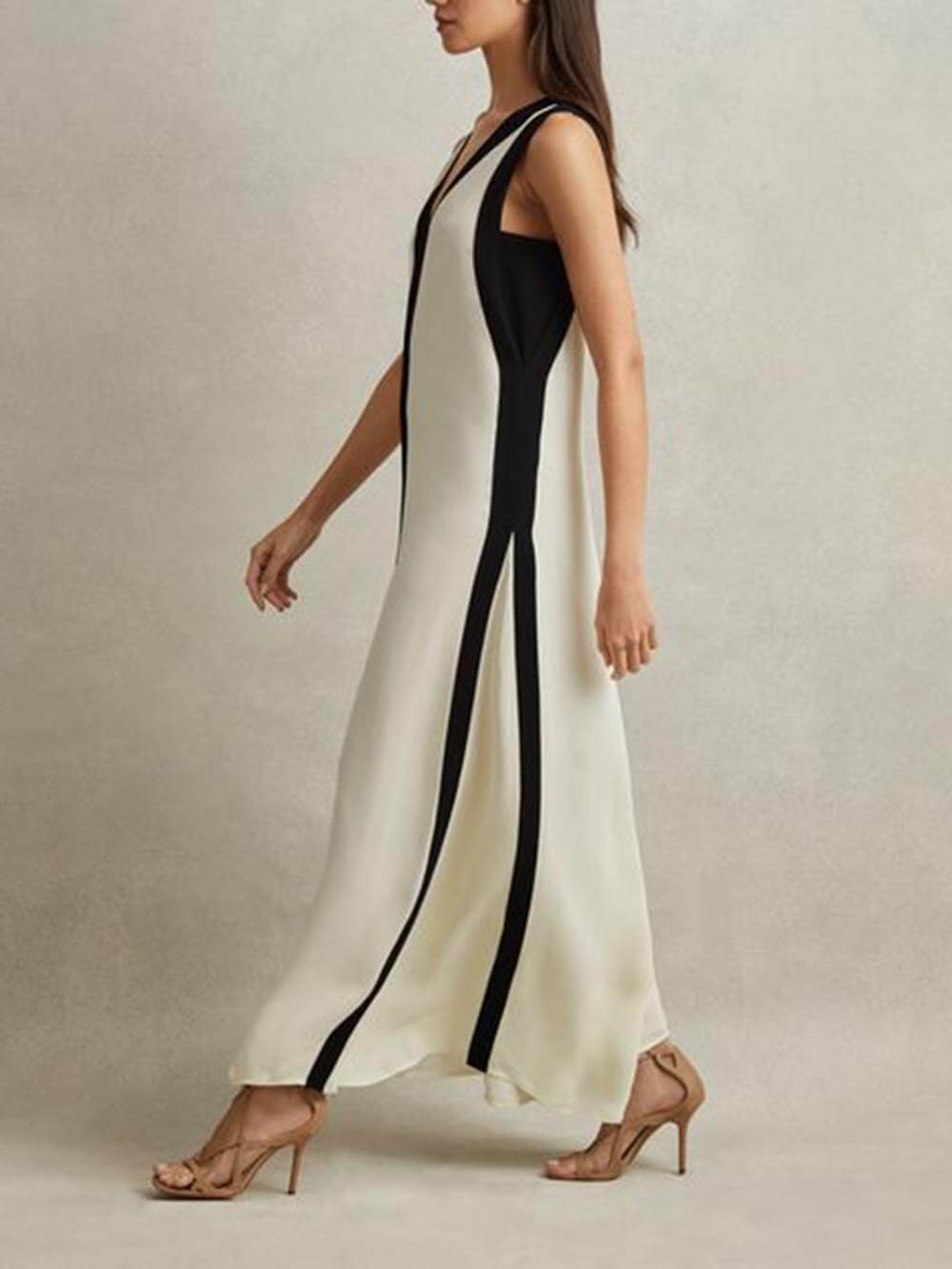 LB | Odwracalna sukienka maxi w kształcie litery A w stylu Colorblock
